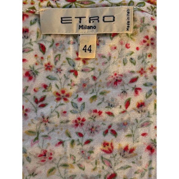 ETRO Milano Floral Print Sleeveless‎ Shirt Top Blouse Size 44 /10 Stretch Fitted - Picture 8 of 9